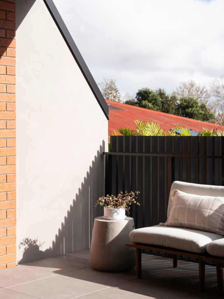 Luxury outdoor sunny and private living spaces at Mesa Morningside Auckland townhouses