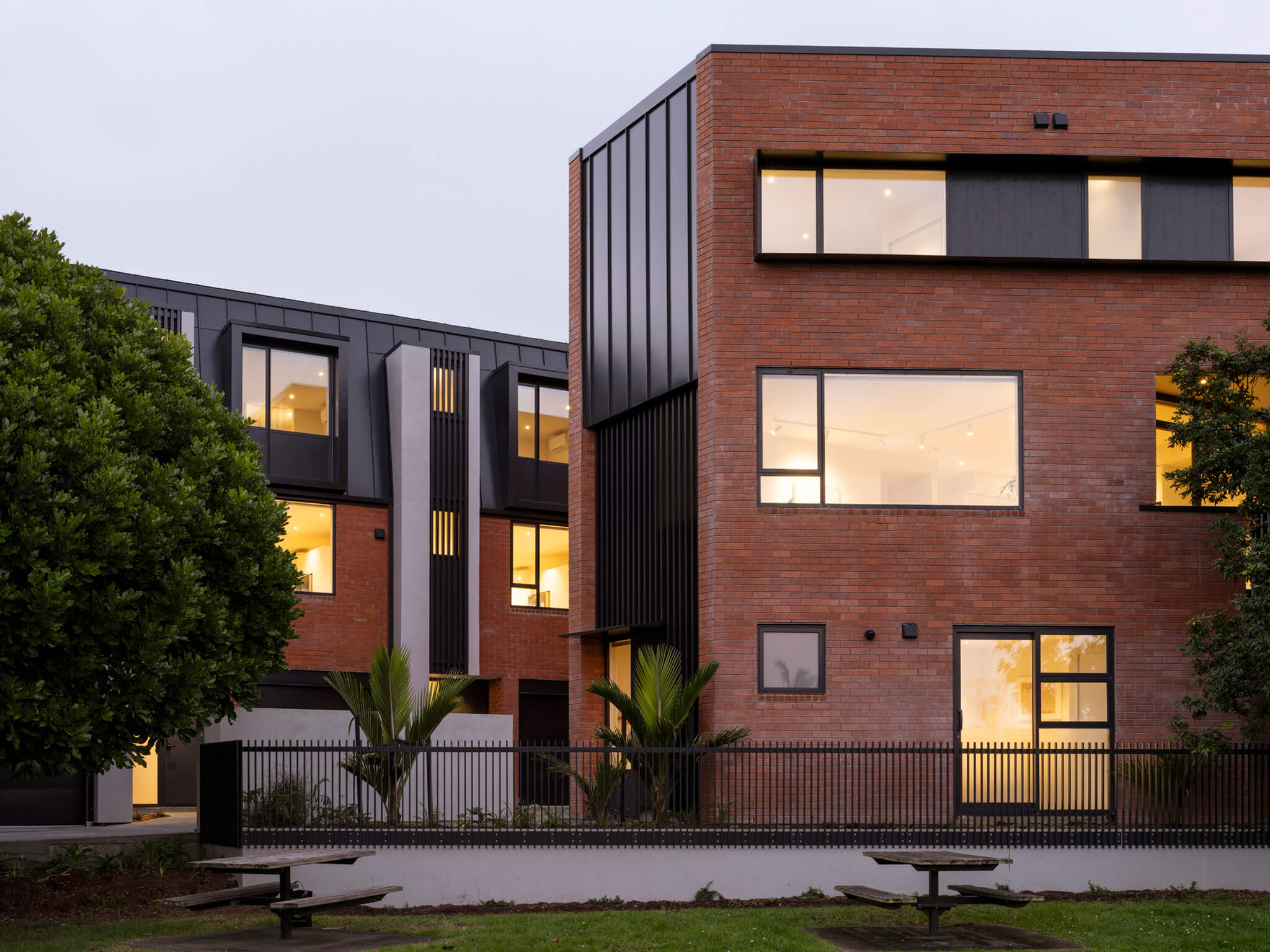 Mesa Morningside Auckland city multi-unit terrace developments crafted in clay brick and black metal